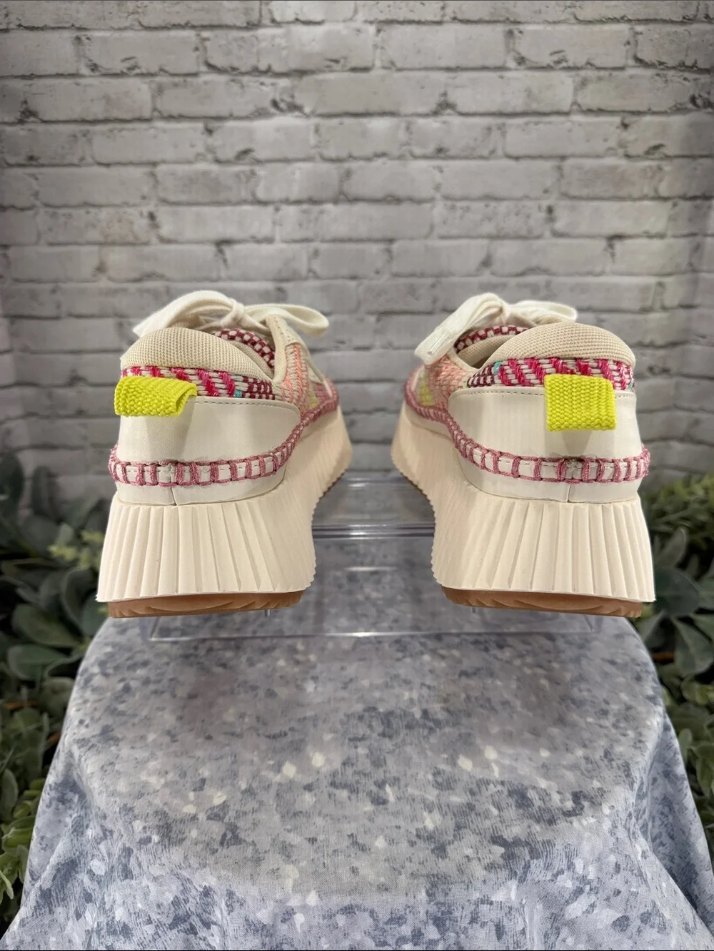 DOLCE VITA “Denae” Beige & Multicolor Basket Weave Platform Sneaker WMS 7.5M NEW